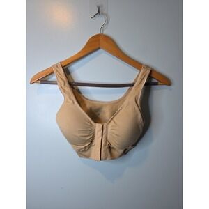 Miracle Bamboo Bra Women's Size Medium Solid Beige Wire‎ Free Front-Closure Bra